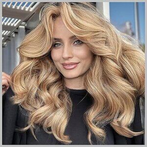 Wavy Bob Wigs Heat Resistant Synthetic Blonde Dark Roots